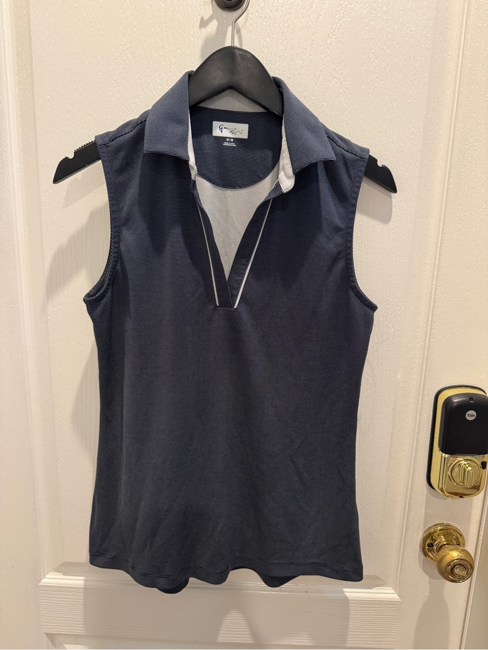 Greg Norman Navy Sleeveless Golf Polo Tank with Contrast Trim